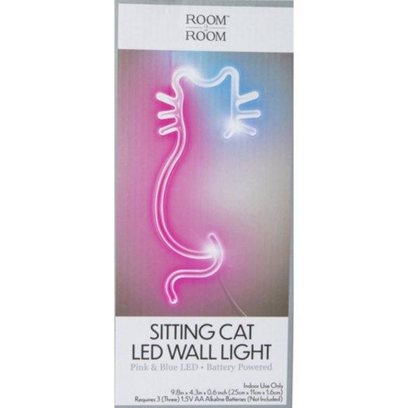 NEW! Pink and Purple Cat Neon Sign LED Wall Decor Lamp Girls Battery Operated - Picture 2 of 3
